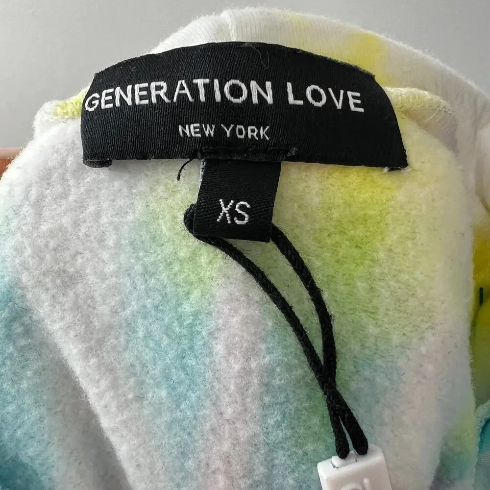 Generation Love Hoodie White Pink Cotton Drawstring Pocket Size X-Small XS - Picture 7 of 9